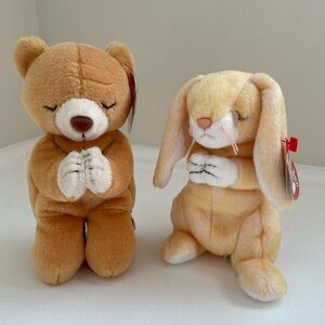 Ty Brown and Cream praying bear and bunny